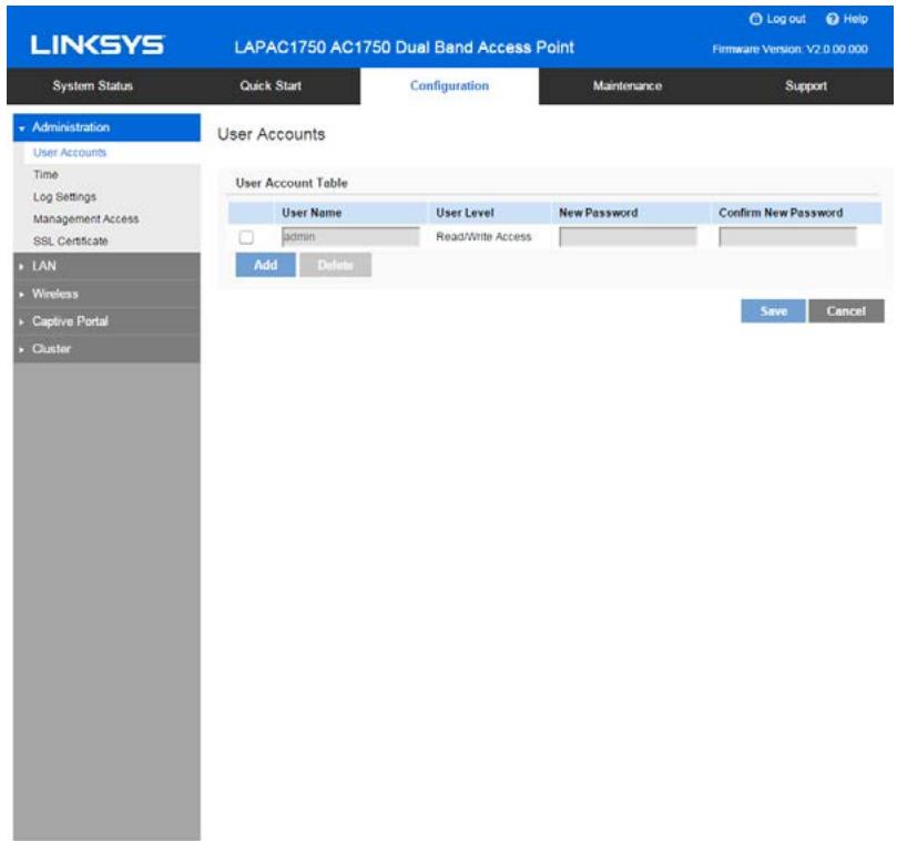 LINKSYS LAPAC1750 - User Accounts - 1