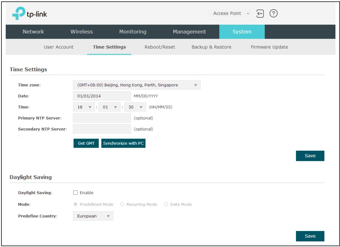 TP-LINK EAP225 - Time Settings - 1
