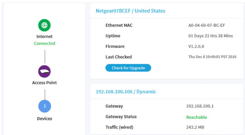 NETGEAR WAC510 - To view the access point, Internet, IP, and system settings: - 1