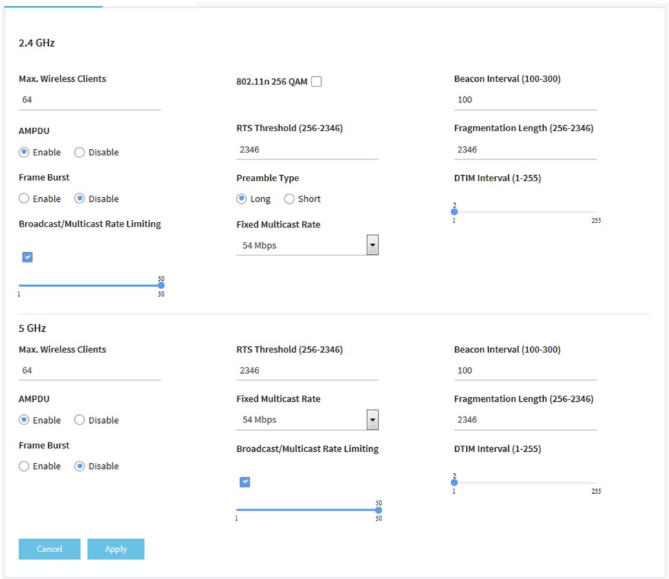 NETGEAR WAC510 - Select Management > Configuration > Wireless > Advanced. - 1