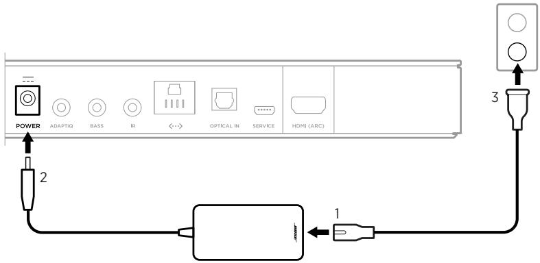 BOSE SOUNDBAR 500 - RACCORDEZ LA BARRE DE SON À LA PRISE SECTEUR - 1