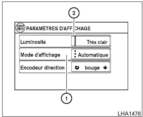NISSAN TITAN - Réglage des options à l'écran : - 1