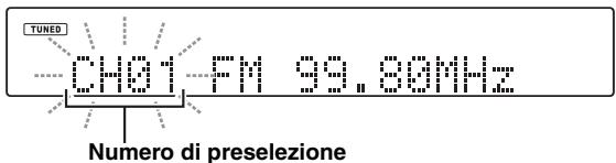 YAMAHA T-D500 - Premere PRESET / o i tasti numerici per scegliere il numero di presezione desiderato nelle numero lampeggia. - 1