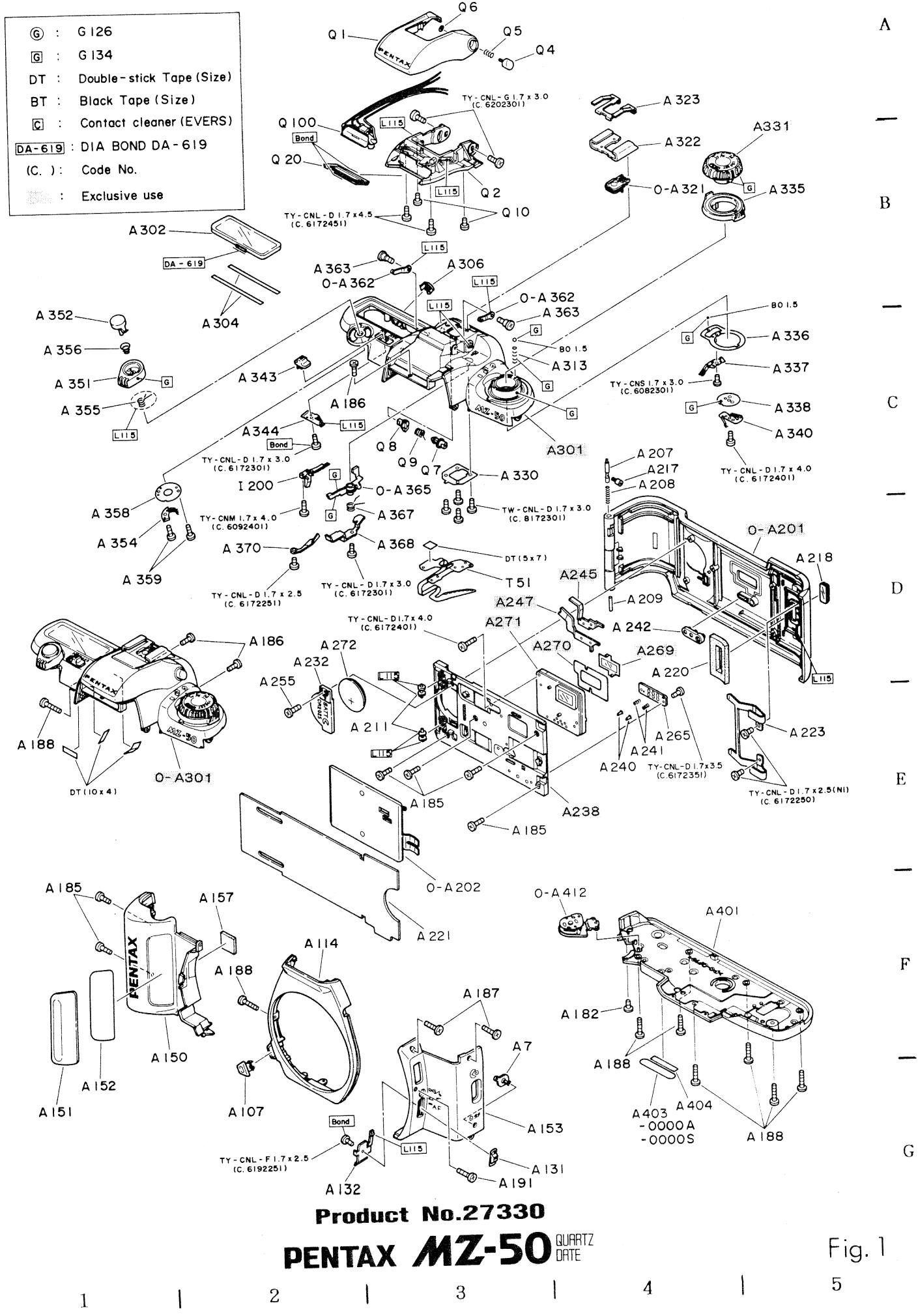 PENTAX MZ 50 - EXPLODED ILLUSTRATION - 1