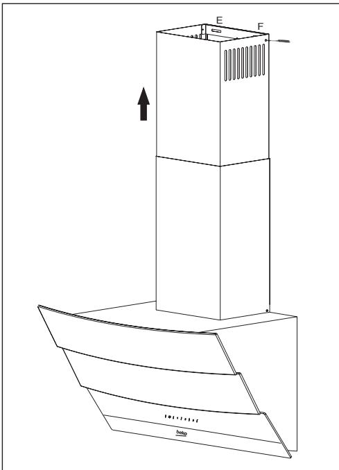 BEKO HCA62540B  -  HCA92540B - Montaggio del tubo della cappa - 2