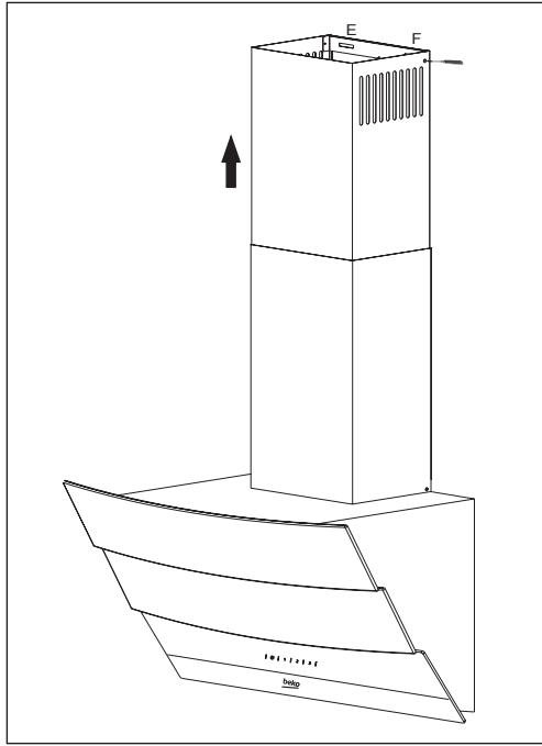 BEKO HCA62540B  -  HCA92540B - Installatie van rookkanaal van de afzuigkap - 2
