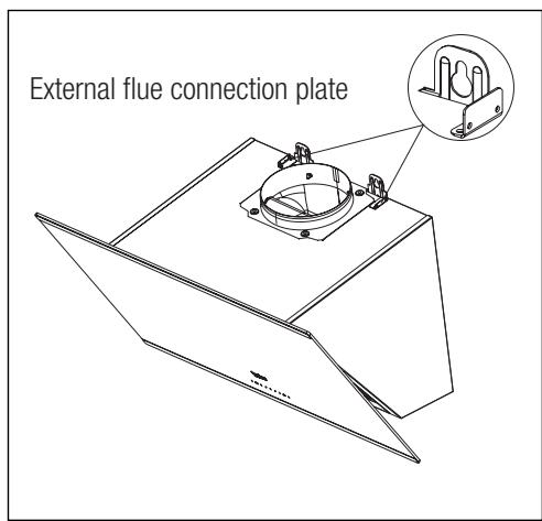 External flue connection plate