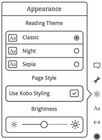 KOBO ARC 7 - Régler la luminosité de l'écran pendant la lecture - 1