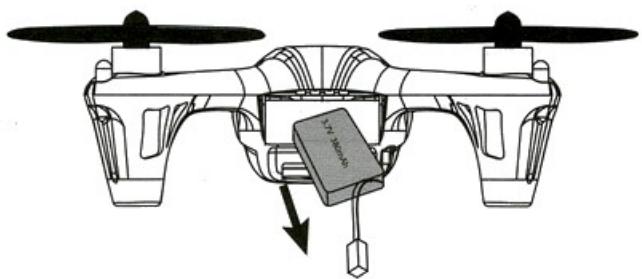 HUBSAN X4 (H107C) RTF - Extraire la batterie du logement du quadricoptère - 1