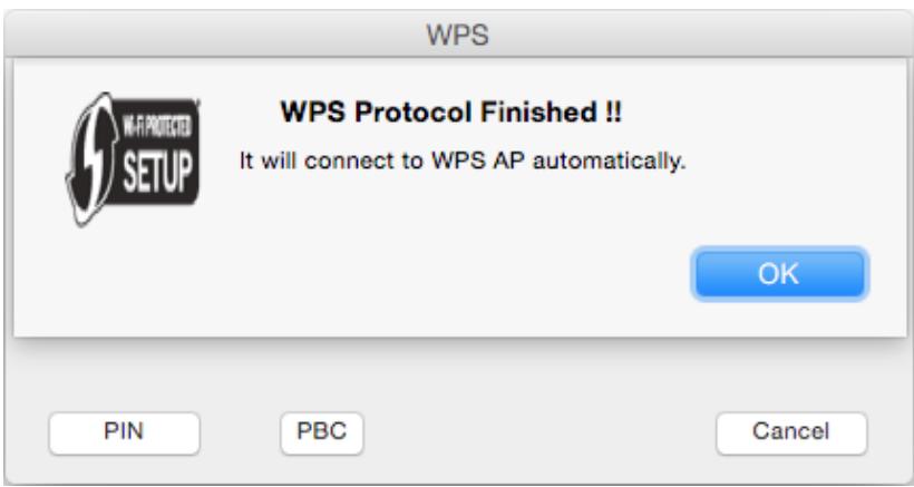 TP-LINK ARCHER T2U NANO - The following screen indicates a successful connection by WPS. Click OK. - 1
