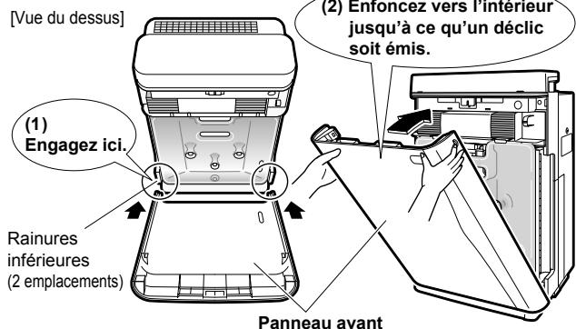 DAIKIN MCK75J - Remettez le panneau avant en place. Engagez les languettes (2 emplacements) situées en - 1