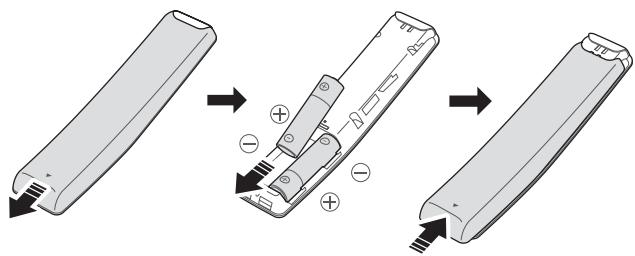 SAMSUNG HW-N400 - Insertion des piles avant l'utilisation de la télécommande (Piles AA X 2) - 1