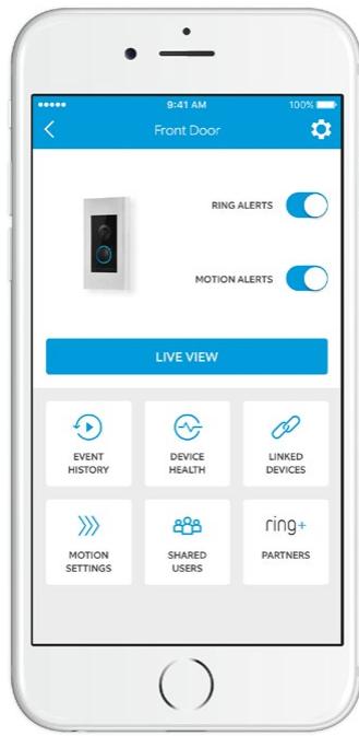 RING DOORBELL ELITE - After setting up Ring Elite in the app, select it - 1