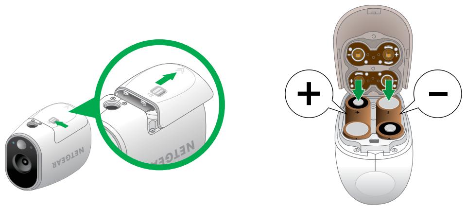 ARLO VMC3040 - To insert batteries into your cameras: - 1