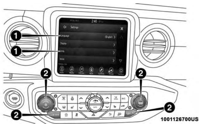 JEEP WRANGLER - Customer Programmable Features — Uconnect 4 Settings - 1