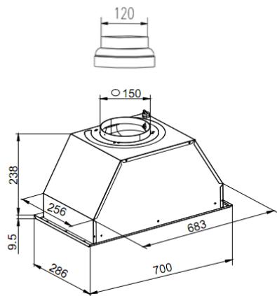 AIRLUX AHF 571 BK  -  AHF 571 IX -   -   -   -   -   -   -  AHF571BK - DIMENSIONS - 2