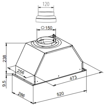 AIRLUX AHF 571 BK  -  AHF 571 IX -   -   -   -   -   -   -  AHF571BK - DIMENSIONS - 1