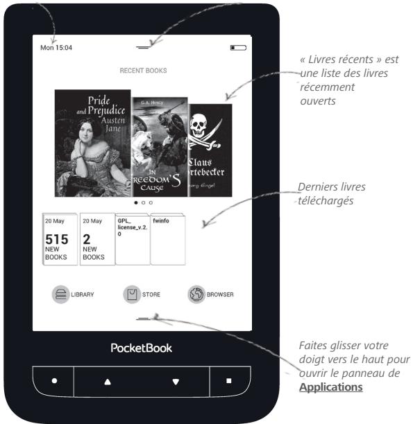 POCKETBOOK TOUCH LUX 3 - APERCU DU MENU PRINCIPAL - 1