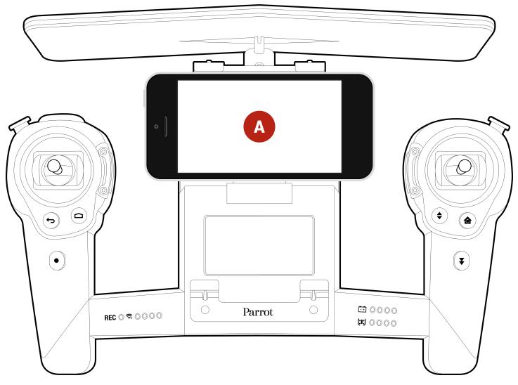 PARROT BEBOP 2 WITH SKYCONTROLLER RTF - BEBOP DRONE RTF - BEBOP DRONE WITH SKYCONTROLLER RTF - BEBOP-PRO 3D MODELING RTF - Installing a smartphone - 1