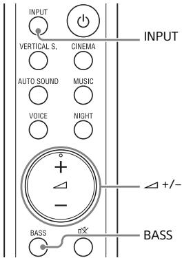 INPUT VERTICAL S. CINEMA AUTO SOUND MUSIC VOICE NIGHT + - BASS Δ+/- BASS
