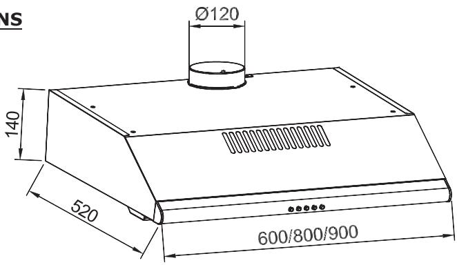 AIRLUX AHC65BK - DIMENSIONS - 1