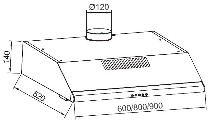 AIRLUX AHC640BK - DIMENSIONS - 1