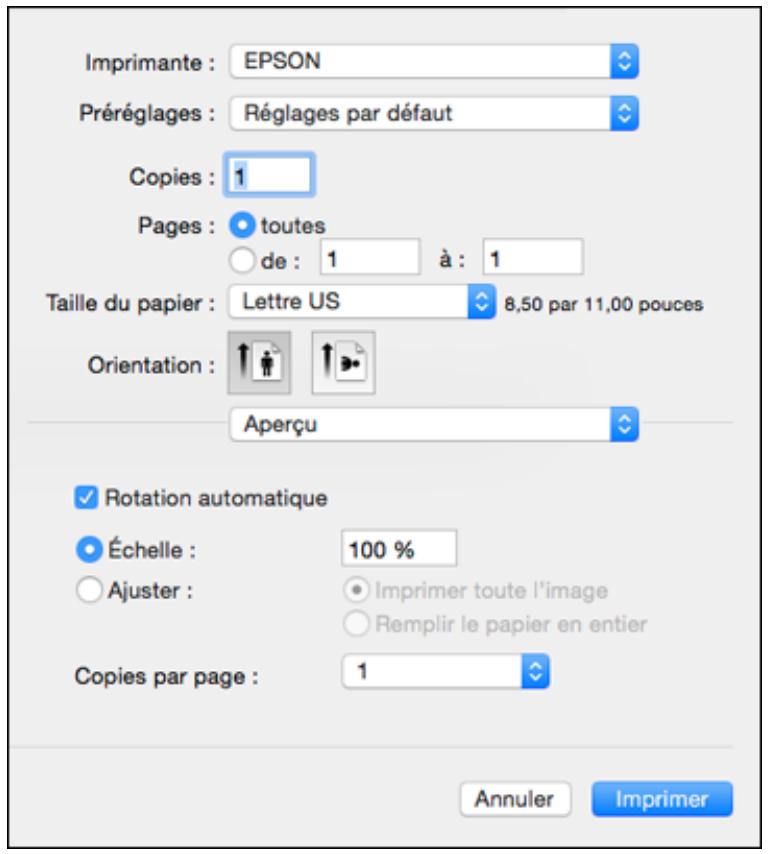 EPSON SC-P700 - Sélection des paramètres d'impression de base - Mac - 2