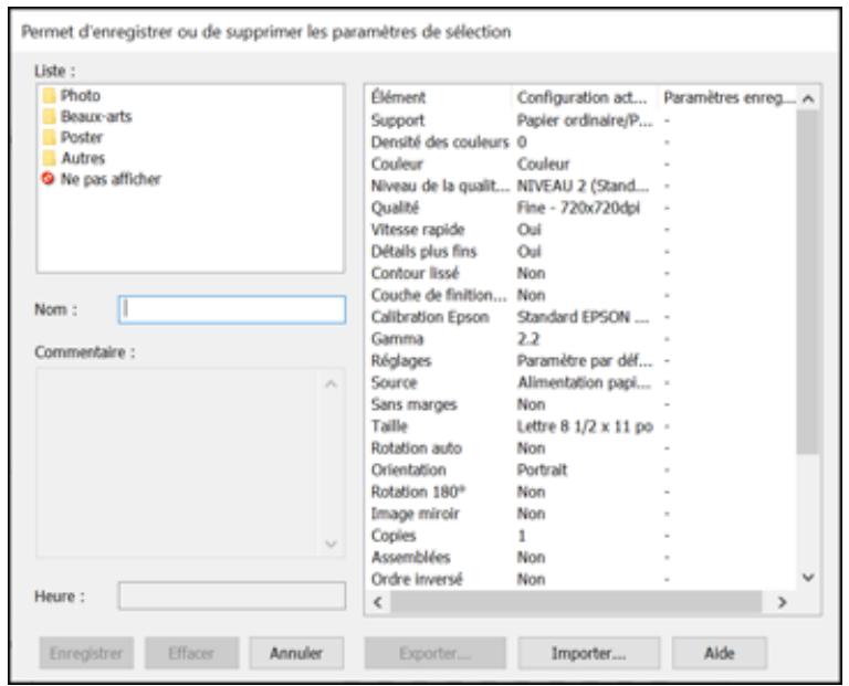 EPSON SC-P700 - Enregistrement et partage des paramètres d'impression - Windows - 1