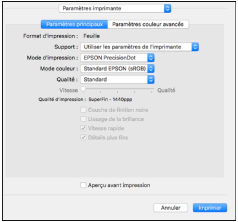 EPSON SC-P700 - Ces paramètres s'affichent : - 1