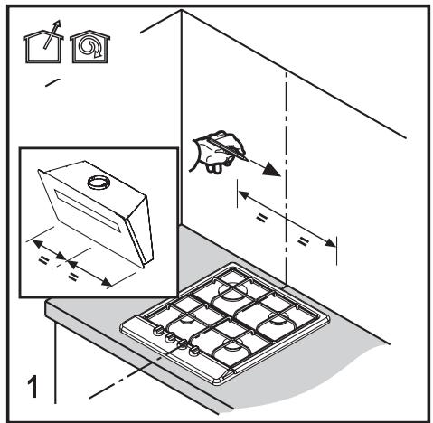 BEKO HCA92741B - Préparation pour le montage de la hotte au mur - 1