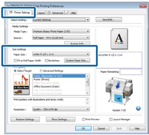 EPSON SURECOLOR SC-T5200-PS - Configuration des paramètres dans Windows - 1