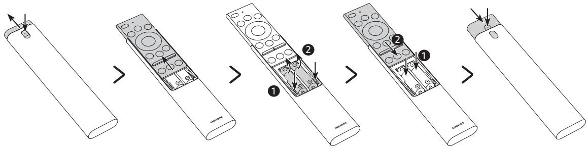 SAMSUNG QE55Q700T - QE65Q700T - Einsetzen der Batterien in die Samsung Smart Remote - 1
