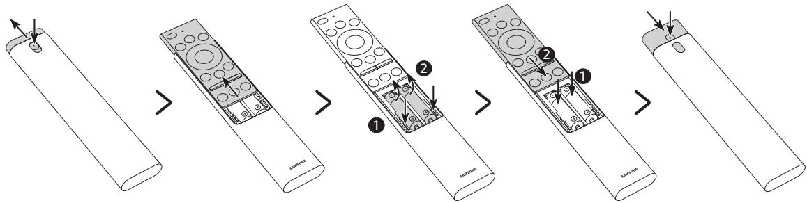 SAMSUNG QE55Q700T - QE65Q700T - Installing batteries into the Samsung Smart Remote - 1