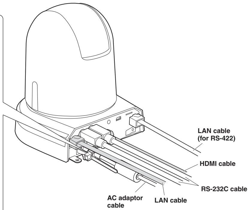 PANASONIC AW-HE38 - - How to secure the AC adaptor cable - 4