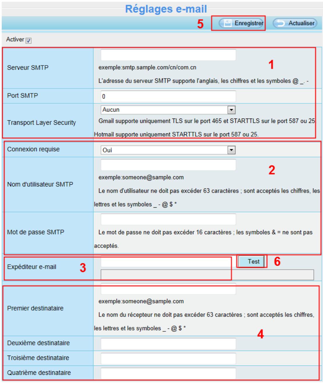 FOSCAM FI9821P - Réglages e-mail - 1