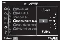 OLYMPUS E-M5 MKIII - MENU → # → a → [sensibilité c-af] - 2