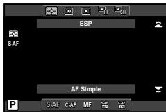 OLYMPUS E-M1 MARK III  -  E-M1 MKIII - Positionnez le levier sur 1 et appuyez sur la touche AF[O]. - 2