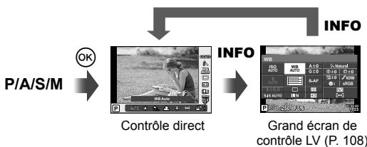 OLYMPUS E-M1 MARK III  -  E-M1 MKIII - Comment afficher les écrans de contrôle - 4