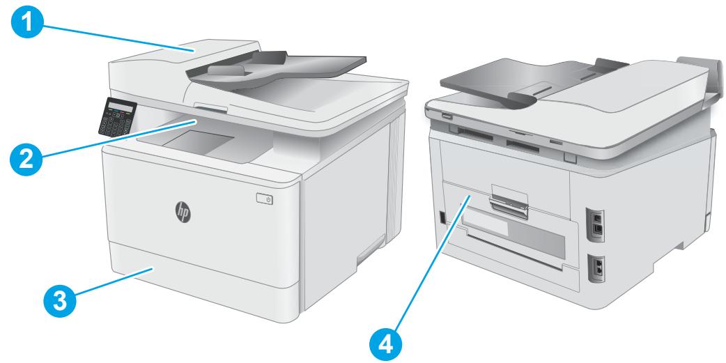 HP M183 FW - Emplacements des bouches papier - 1