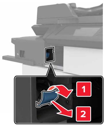 LEXMARK MX911DE  -  MX912DE - Remplacement de la cartouche d'agrafes dans l'unité de finition d'agrafage - 2