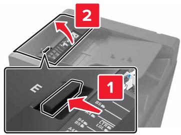 LEXMARK MX911DE  -  MX912DE - [x]-bourrage papier, appuyez sur le loquet dans la zone E pour ouvrir le volet supérieur du DAA. [ 28y.xx] - 1