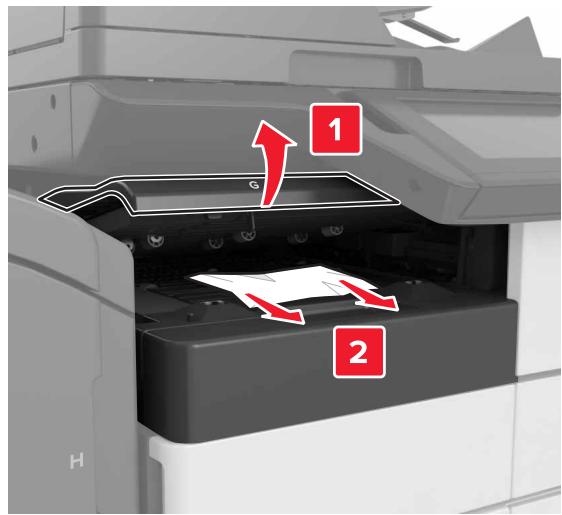 LEXMARK MX911DE  -  MX912DE - [x]-bourrage papier, ouvre les portes G, H et J, puis éliminez le bourrage papier. [4yy.xx] Laisser papier ds récept. - 1