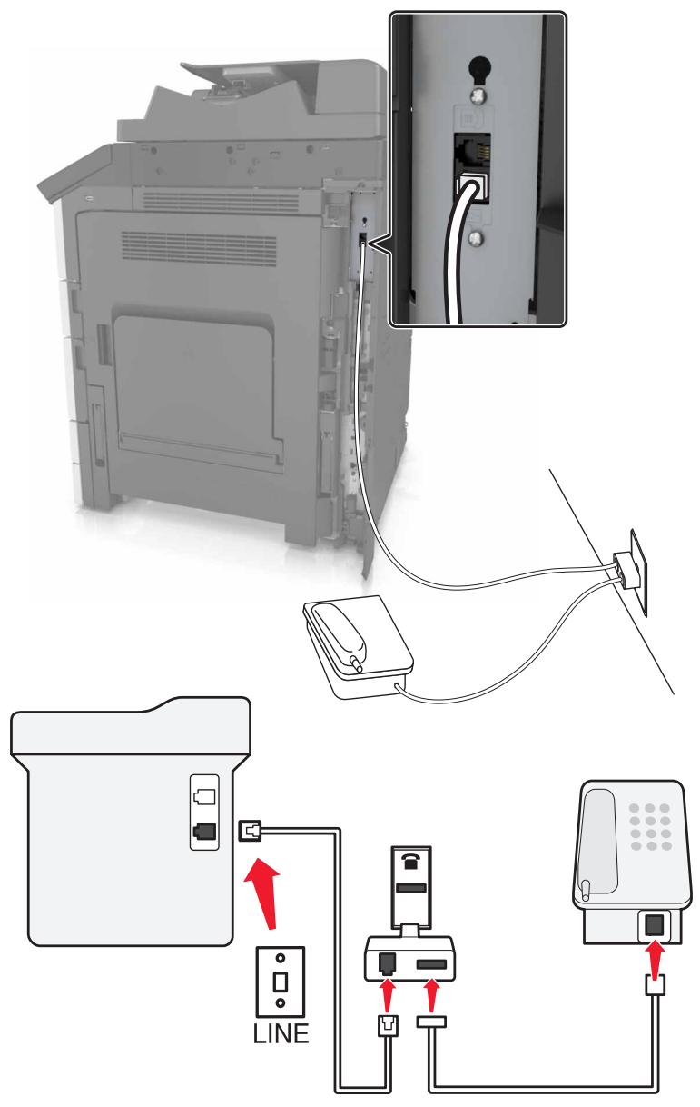LEXMARK MX911DE  -  MX912DE - Connexion de l'imprimante à une prise murale non RJ11 - 1