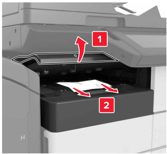LEXMARK MX911DE  -  MX912DE - [x]-bourrage papier, ouvrez la porte H et faites pivoter le bouton HD6 dans le sens des aiguilles d'une montre. [426.xx-428.xx] Laisser papier ds récept. - 1
