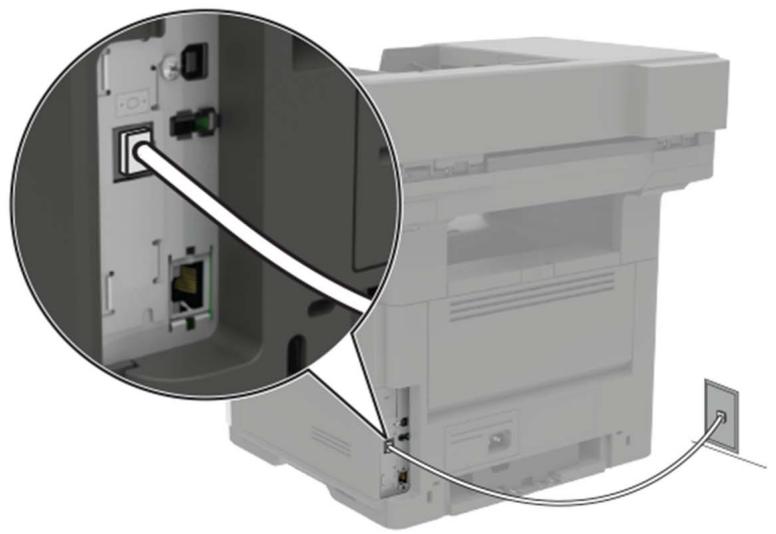 LEXMARK MX522ADHE - Configuration 1: l'imprimante est connectée à une ligne de télécopie dédiée - 1