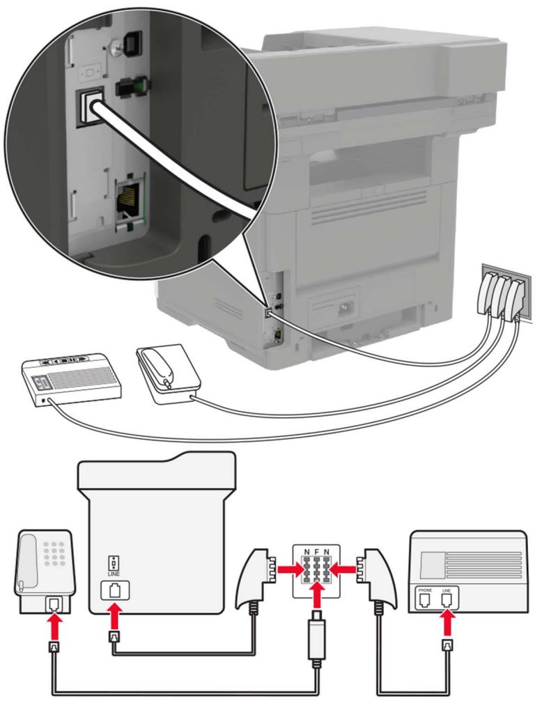 LEXMARK MX522ADHE - Connexion de l'imprimante à une prise murale en allemagne - 1