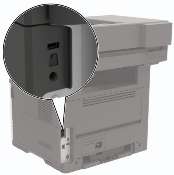 LEXMARK MX522ADHE - Emplacement du logement de sécurité - 1