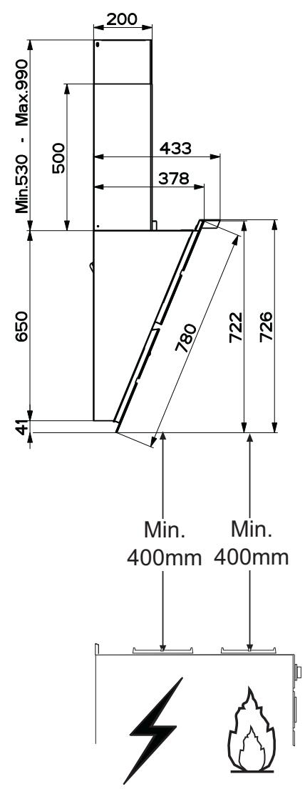 200 500 433 378 650 780 722 726 41 Min. 400mm Min. 400mm