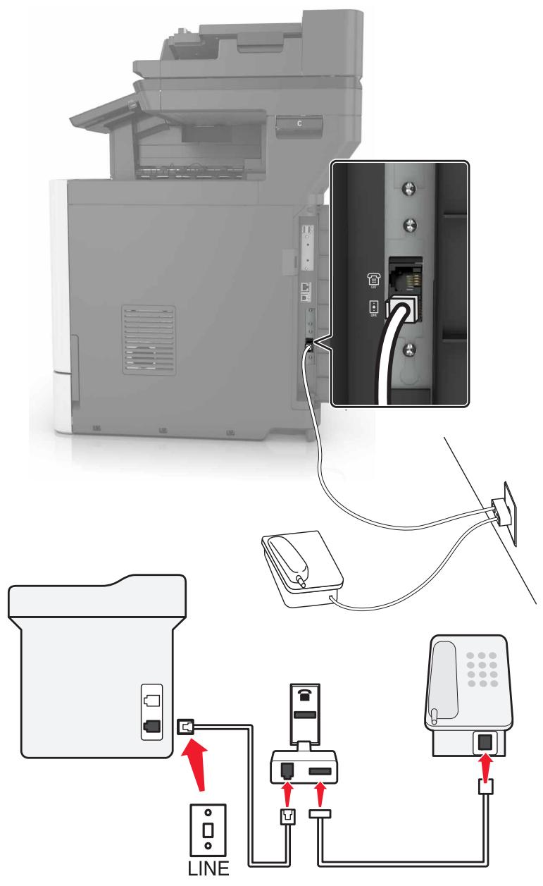 LEXMARK CX825 - CX827DE - Connexion de l'imprimante à une prise murale non RJ11 - 1