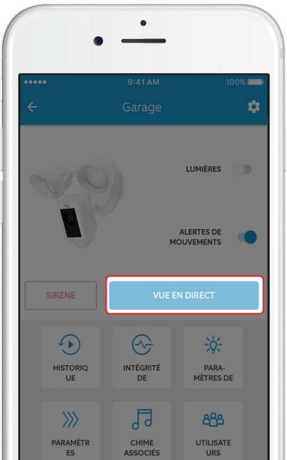 RING FLOODLIGHT CAM - Sélectionnez Vue en direct pour ouvrir un flux video en temps réel - 1